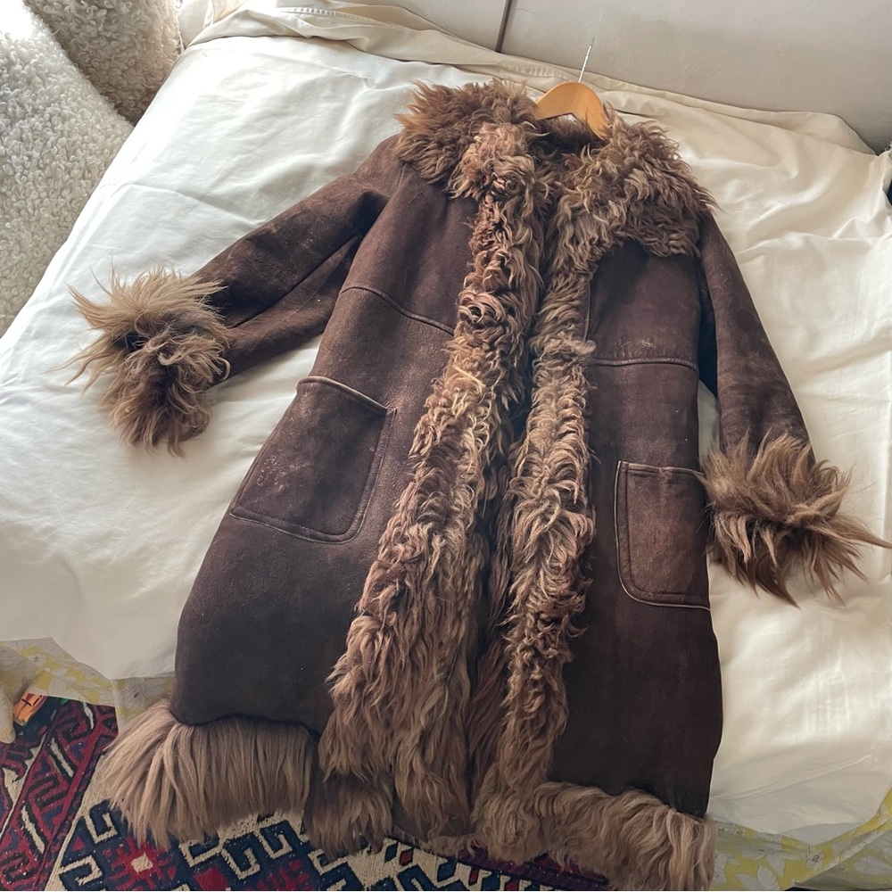 Vintage afghan shearling fur coat